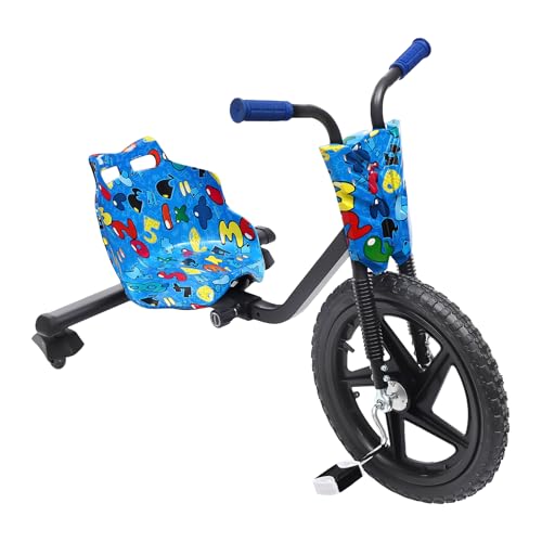 Kinder Drift Scooter mit Pedale, 360° Drift Cart mit Lichtern an den 2 Hinterräder, Verstellbarer Drift Trike für Kinder ab 6 Jahren (Blau) von Etrhdfyts