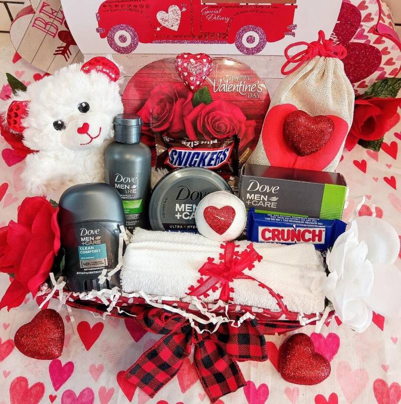 Valentinstag Herren Pflege Taube Bad Körper Gesicht Spa-Set Teddybär Herz Milchschokolade Geschenkkorb Für Ihn Hamper von Etsy - 365giftbasket