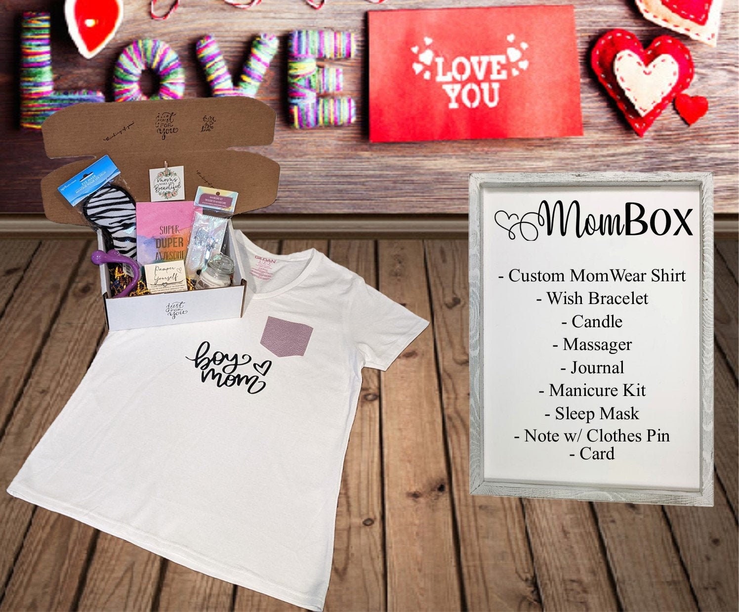 Mombox | Muttertag Mama Geschenk Neue Geschenkbox Individuell Eingestecktes V-Ausschnitt T-Shirt Wähle Deinen Style Aufkleber Aktive Gebrauchsspuren von Etsy - 6enerationCreations