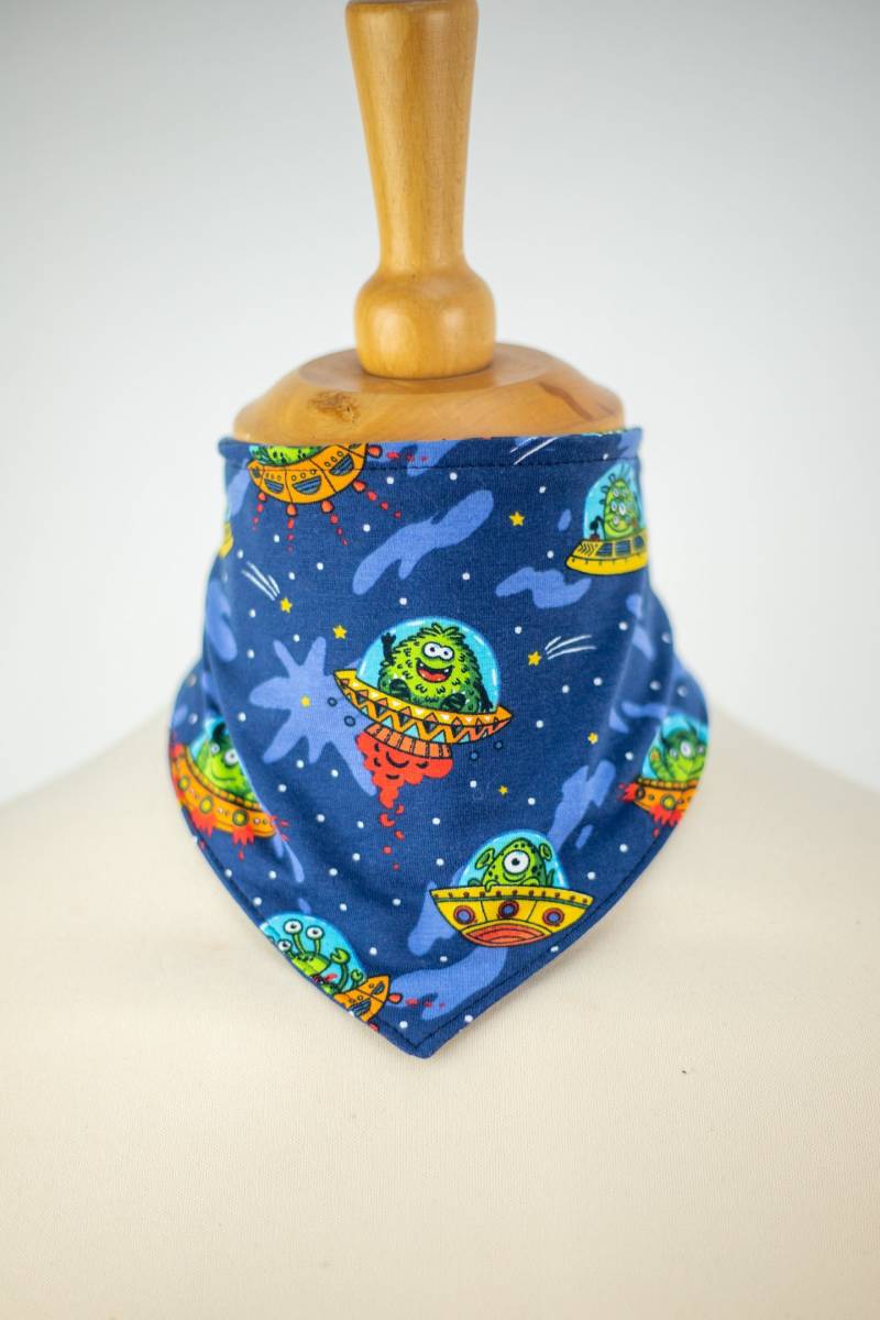 Dreieckstuch, Halstuch, Spucktuch Für Babys, Kleinkinder Ab 18 Monaten, Blau Mit Aliens/Monstern von Etsy - AbajourShop