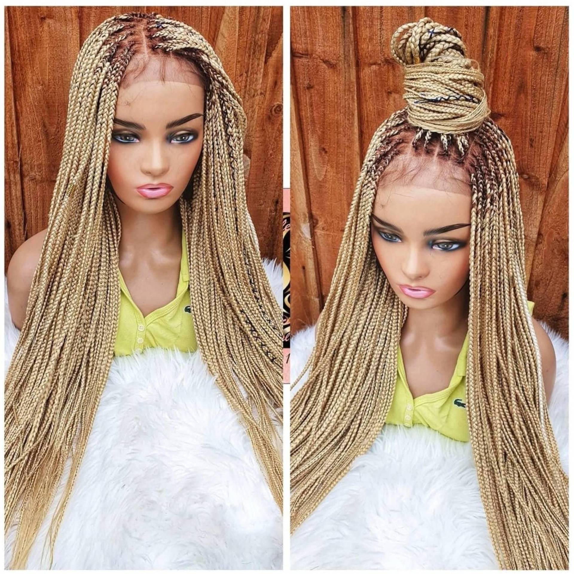 Handmade Braided 4×4 Closure, Knotless Braids Wig 26 Inch /Blonde /Glueless Wig von Etsy - Adorablewigsuk