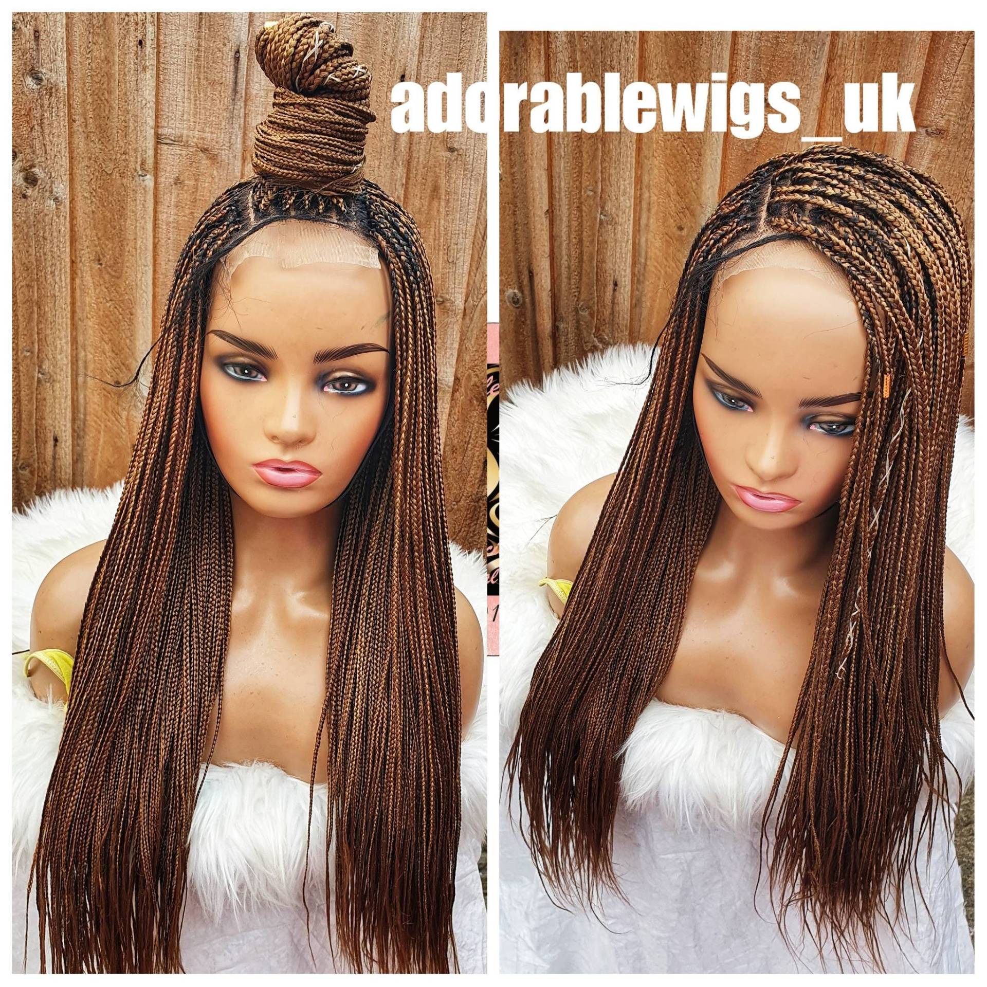 Knotless Braids Wig With 4×4 Lace Closure 26 Inch /Color Mix Braids, Color 28 & 30 Mix von Etsy - Adorablewigsuk