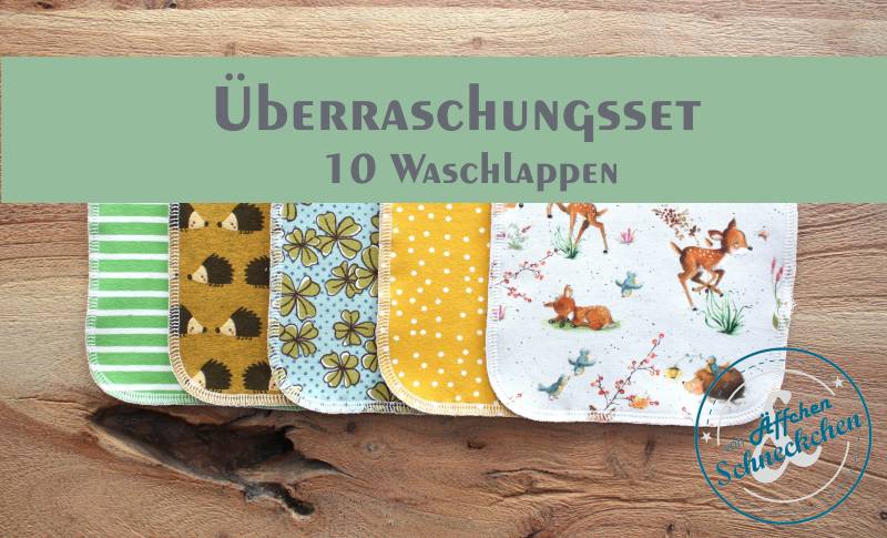 10 Mehrweg Waschlappen - Überraschung Bio Waschbar Zerowaste Lesswaste Aktion von Etsy - AeffchenSchneckchen