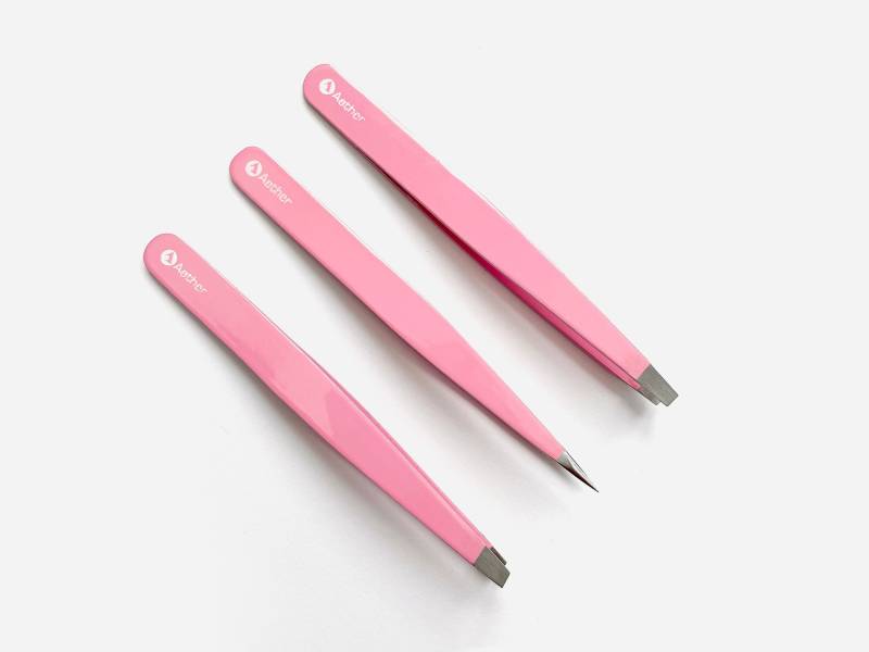 Aether Handgefertigtes 3Er-Pack Pink Pinzetten Set Edelstahl Augenbrauen Haarzupfer + Etui von Etsy - AetherProducts