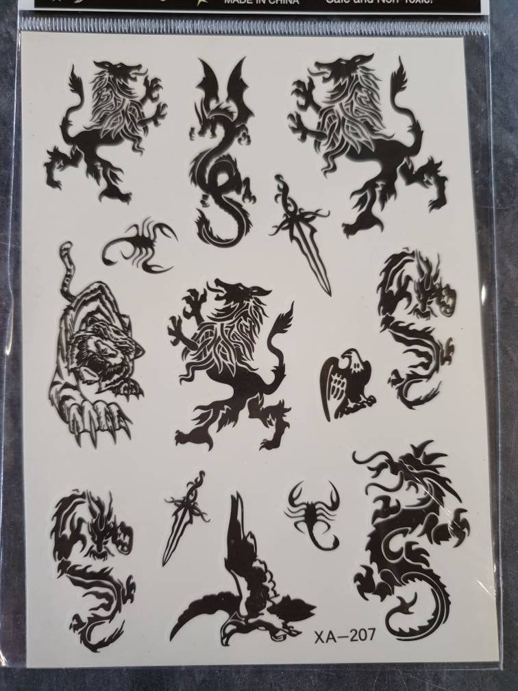 1x Bogen Black Arty Tigers Scottish Dragon Jungen Mädchen Temporäre Tattoos Für Partys Geschenk Taschen von Etsy - AliBabasBazaar