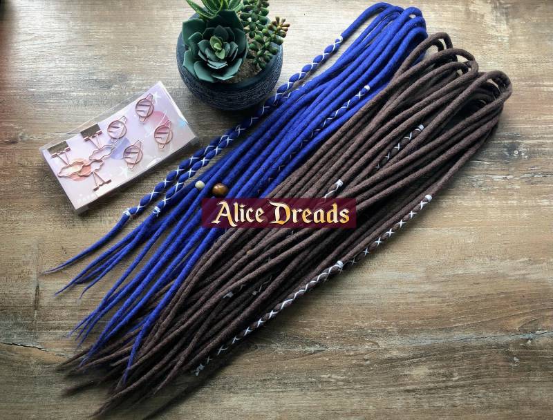 Braun Blau Set Dreadlockverlängerungen Wolle Für Dreads Boho Style Zöpfe 45-60 cm von Etsy - AliceDreads