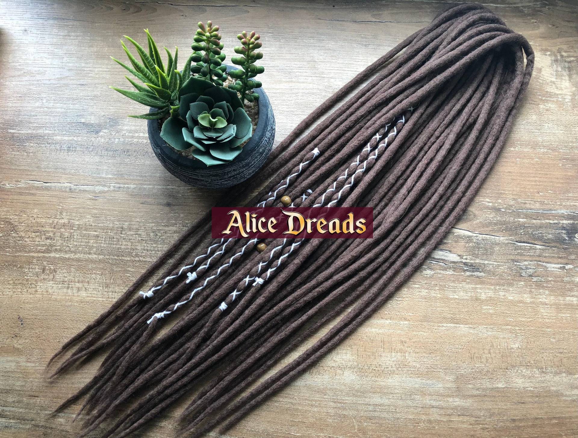 Set Wollweiße Doppelendige Dreads Hellbraun Schokolade Cappuccino. Wollfilz Dreadlocks Haarverlängerung von Etsy - AliceDreads