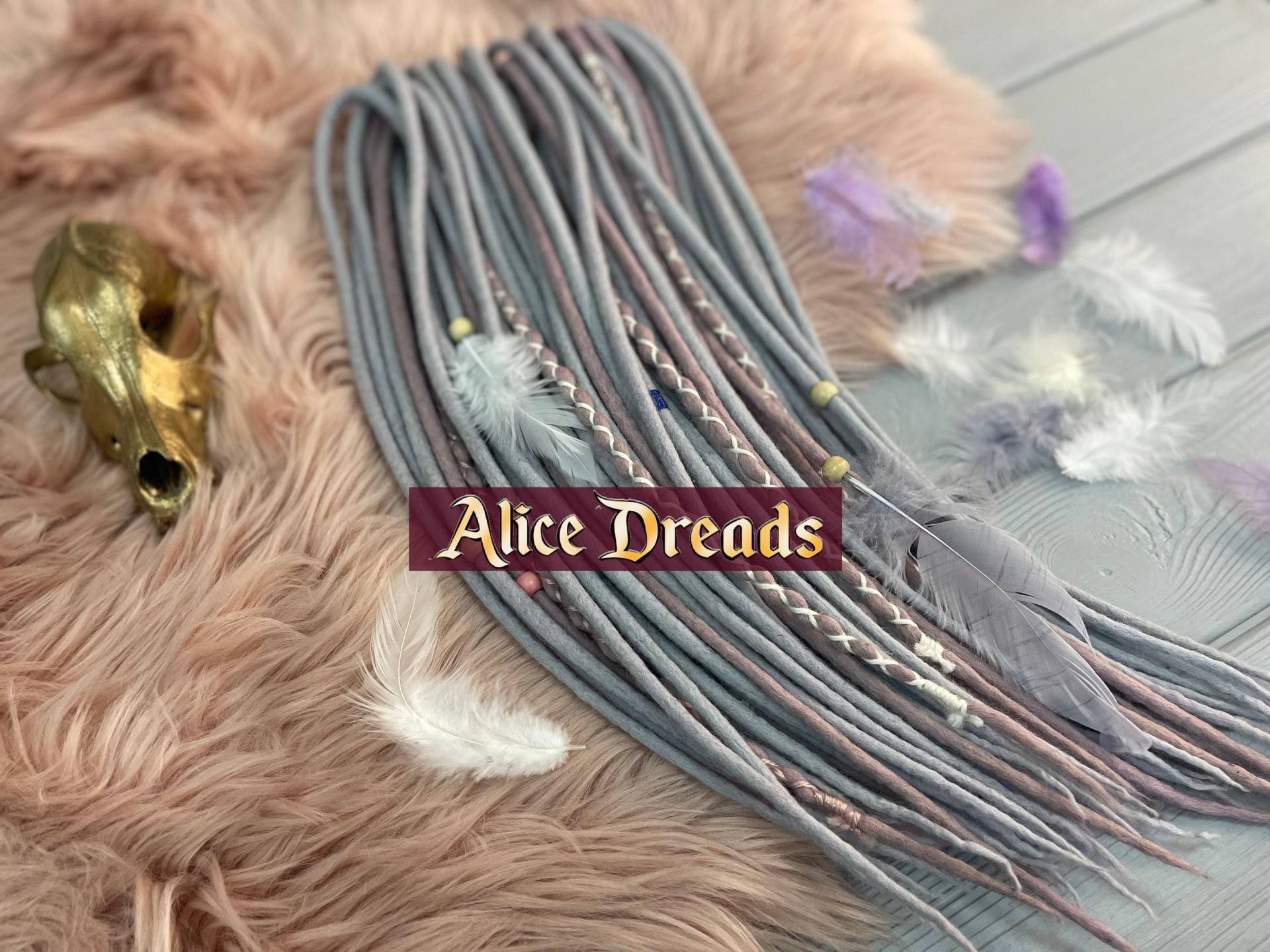 Valentinstag Dreadlocks Geschenkset Aus Wolle Dreads Silber Grau Platin Rose Koralle Puder Dreads von Etsy - AliceDreads