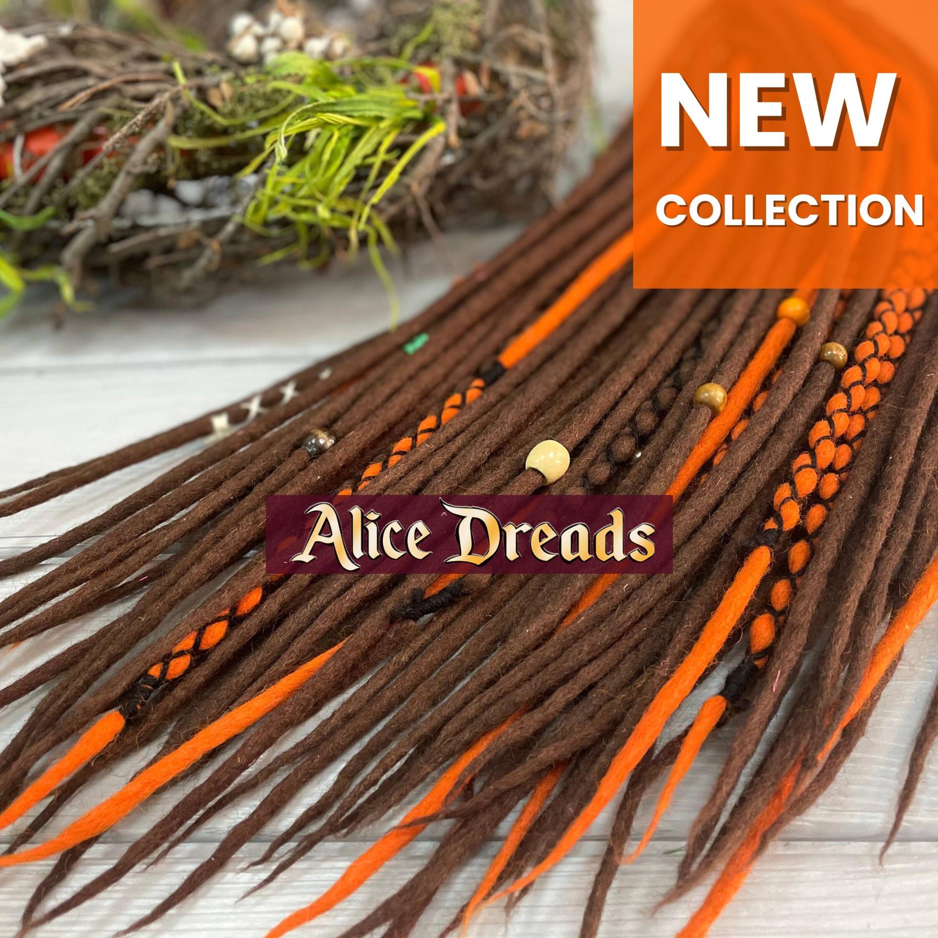 Volles Set Deadlock Erweiterungen Dreads Mit Verdrehte Akzente Braune Und Orange Wolllocken Hippie Deadlocks von Etsy - AliceDreads