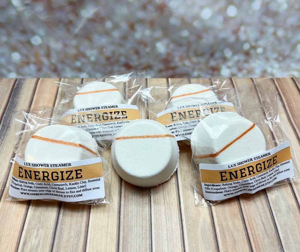 Energize Lux Shower Steamer Pack Duschbomben, Fizz, Aromatherapie, Mood Booster, Happy Scent, Energizing Shower, Morning Scent von Etsy - AmberCheremsak