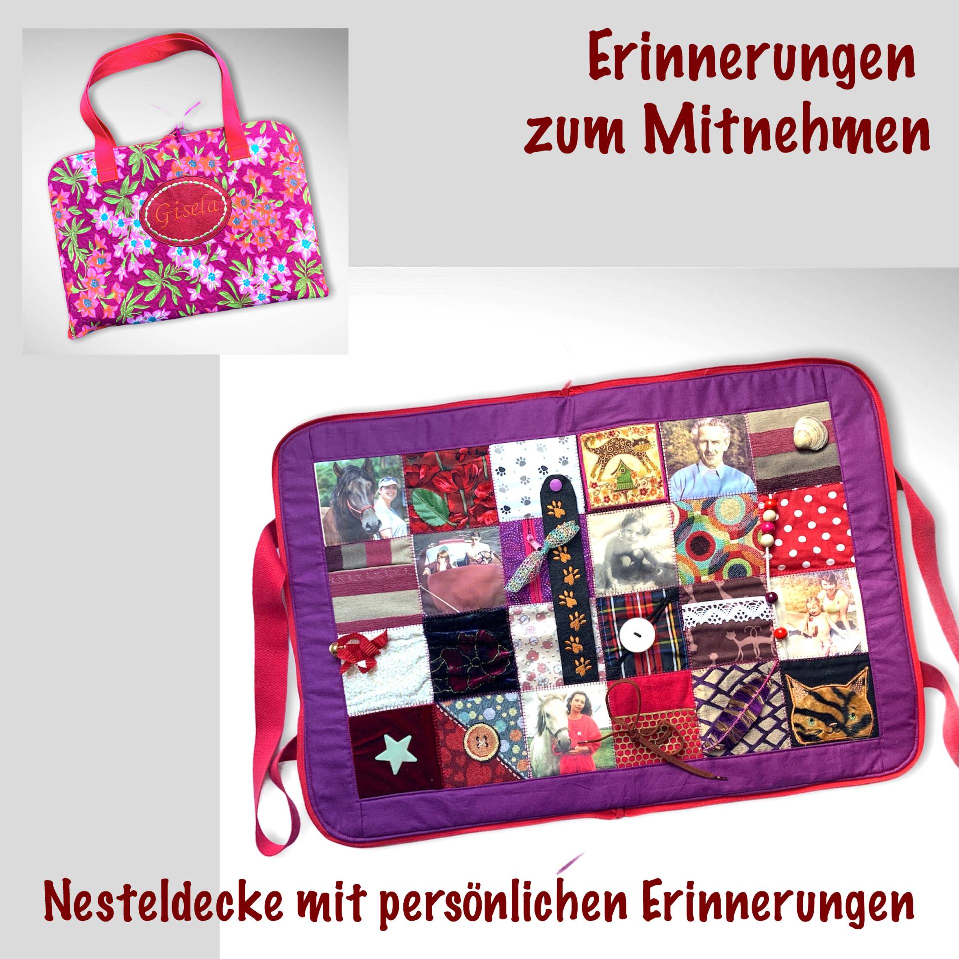 Nesteldecke Mit Fotos Individualisierbar Spiel-Tasche Für Demenzpatienten Familienfotos U.persönliche Stoffen Oder Dinge Zur Erinnerung von Etsy - AmeliesIdeen