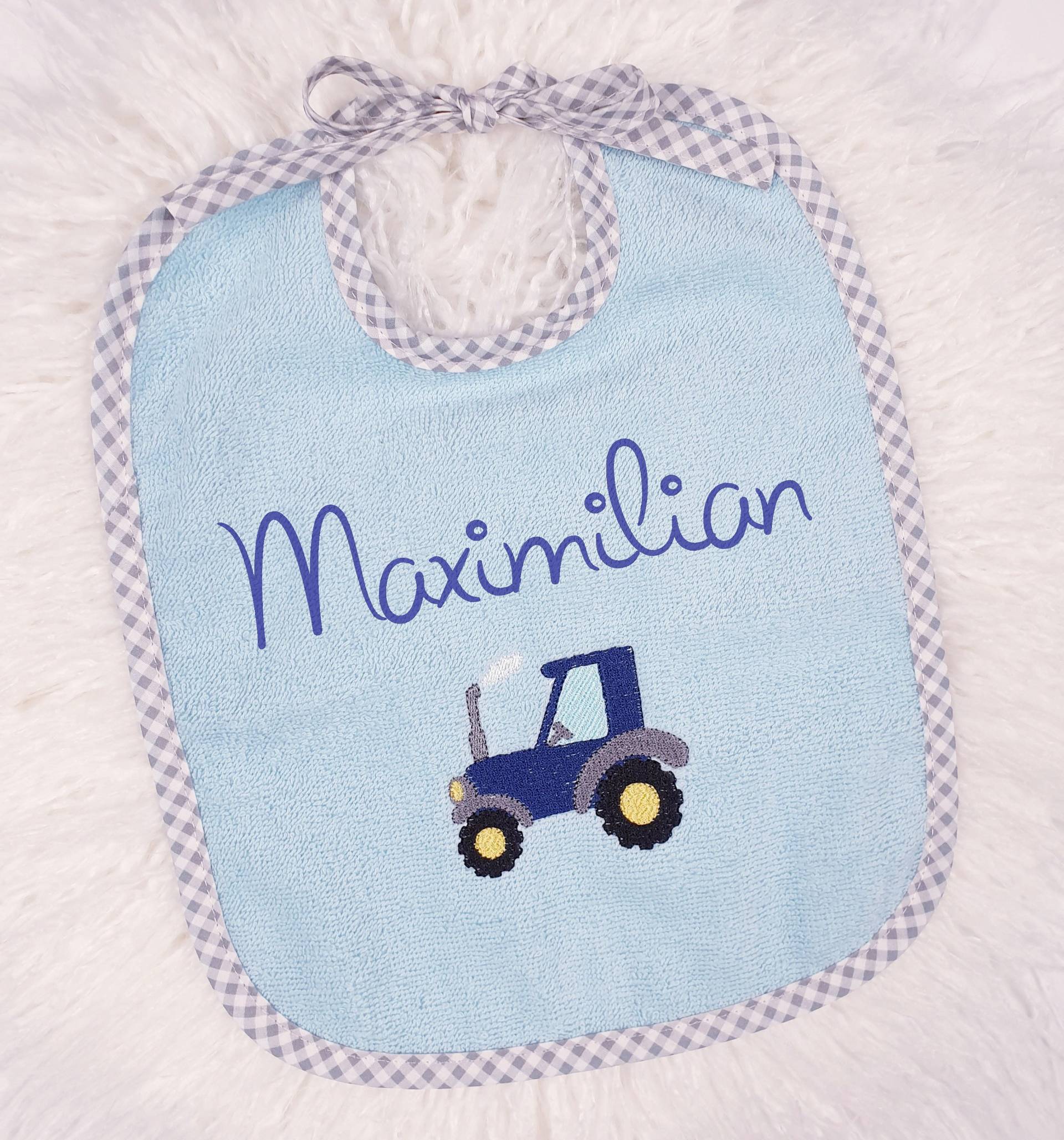 Lätzchen Mit Name, Traktor, Kristallblau, Personalisiert, Geschenk Baby, Zur Geburt, Taufe, Babygeschenk von Etsy - AmeliesweltGeschenke