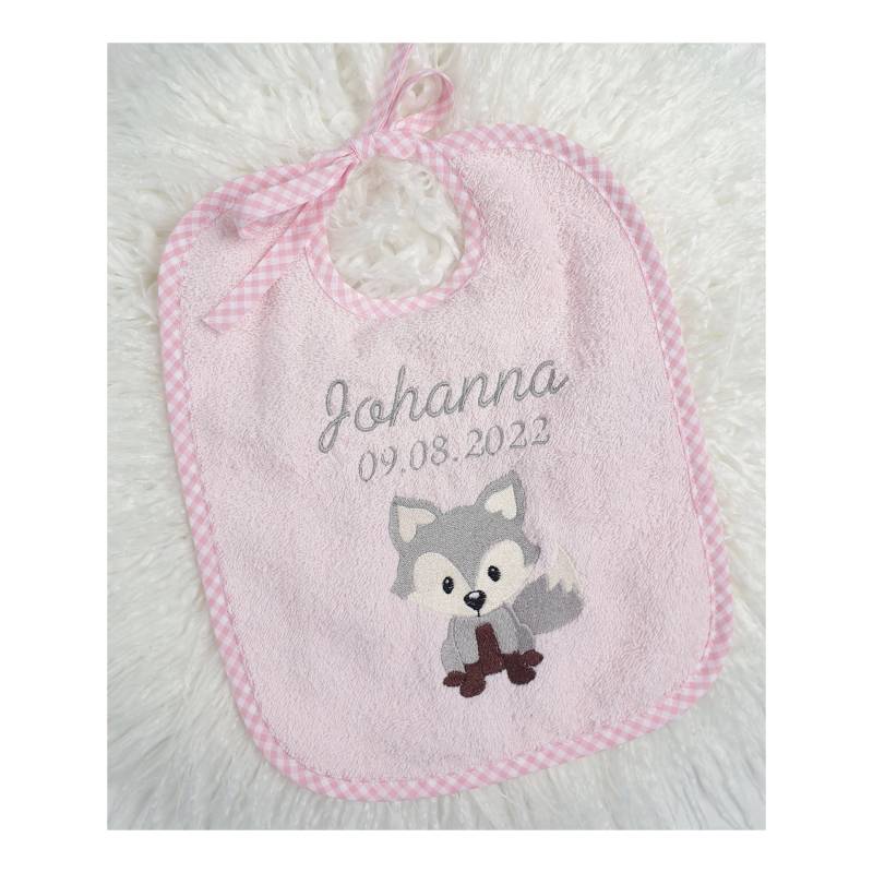 Lätzchen - Mit Name Fuchs Personalisiert Grau-Rosa Mädchen Babygeschenk von Etsy - AmeliesweltGeschenke