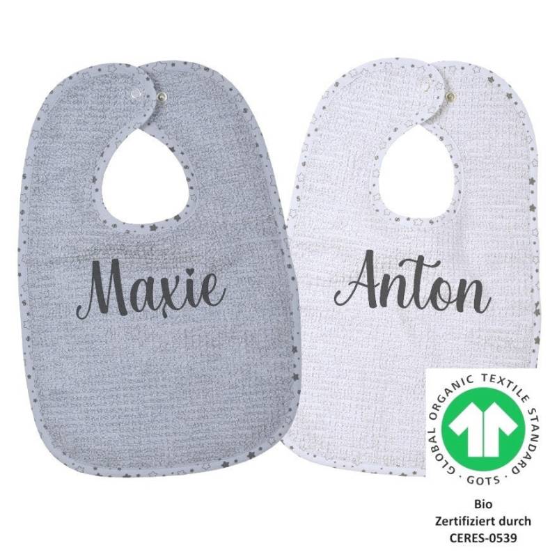 Lätzchen Mit Name Personalisiert, Bio-Baumwolle, Geschenk Baby, Zur Geburt, Taufe, Babygeschenk, Druckknopflatz von Etsy - AmeliesweltGeschenke