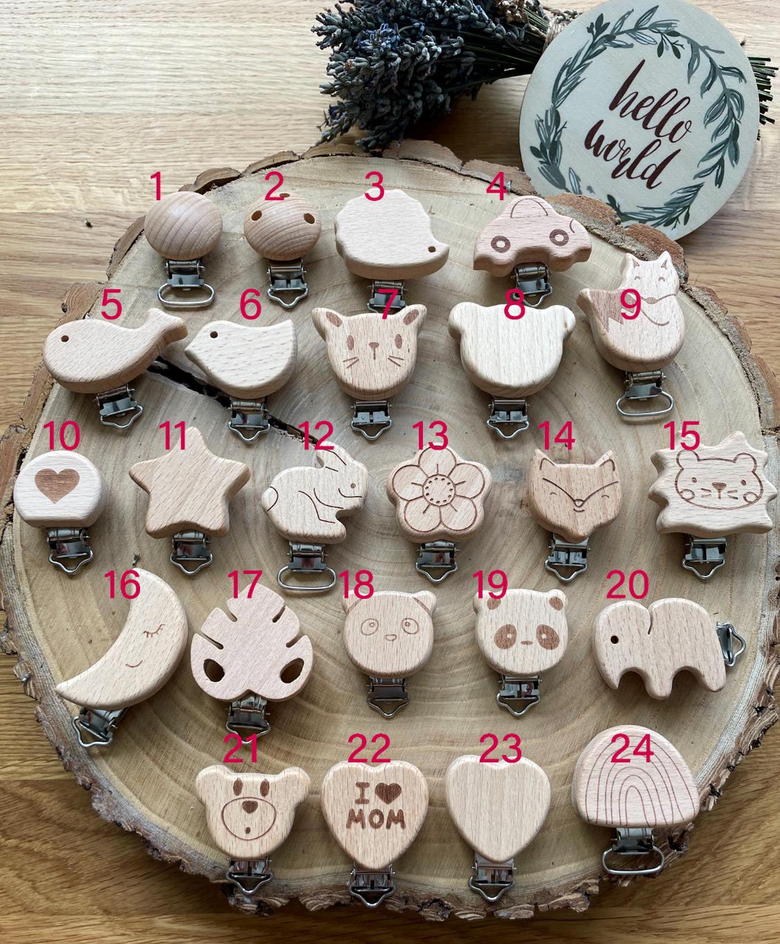 Holzclips, Clips, Motivclip, Verschluss Zum Basteln Von Schnullerketten O.ä von Etsy - AmorousGlancesShop