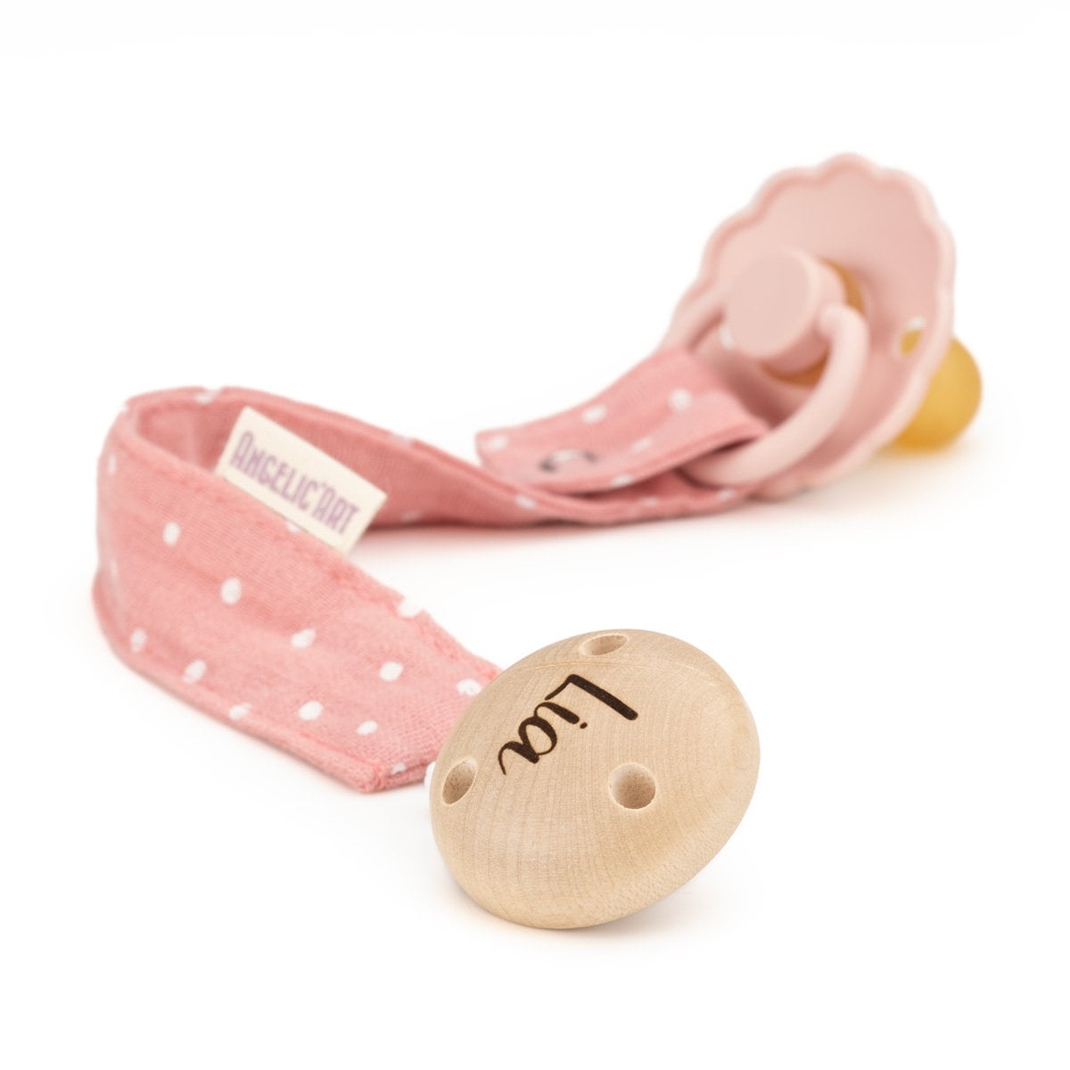 Schnullerband Mit Gravur Namen Für Babys⎮Mädchen Und Jungen⎮Holz - Natur⎮Personalisierte Schnullerkette⎮Rosa-Gepunktet von Etsy - AngelicArtBaby