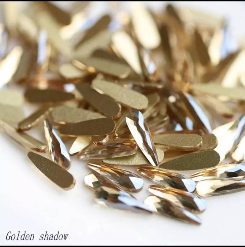 Goldener Schatten Mode Glas Nagelstein Flatback 3x10mm Nagelstein von Etsy - AngkorMoonNail