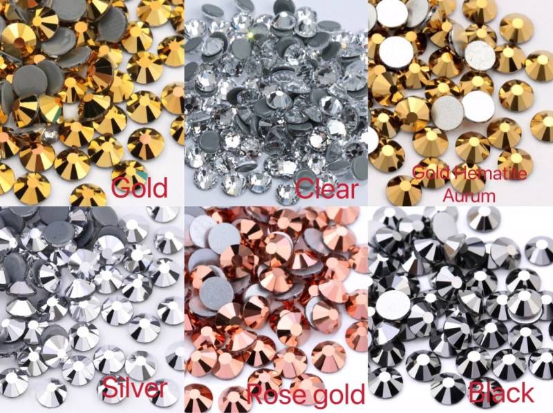 Nagel Strass Gold/Silber/Klar/Blacl/Gold Hämatit 2, 7mm, 3mm, 4mm von Etsy - AngkorMoonNail