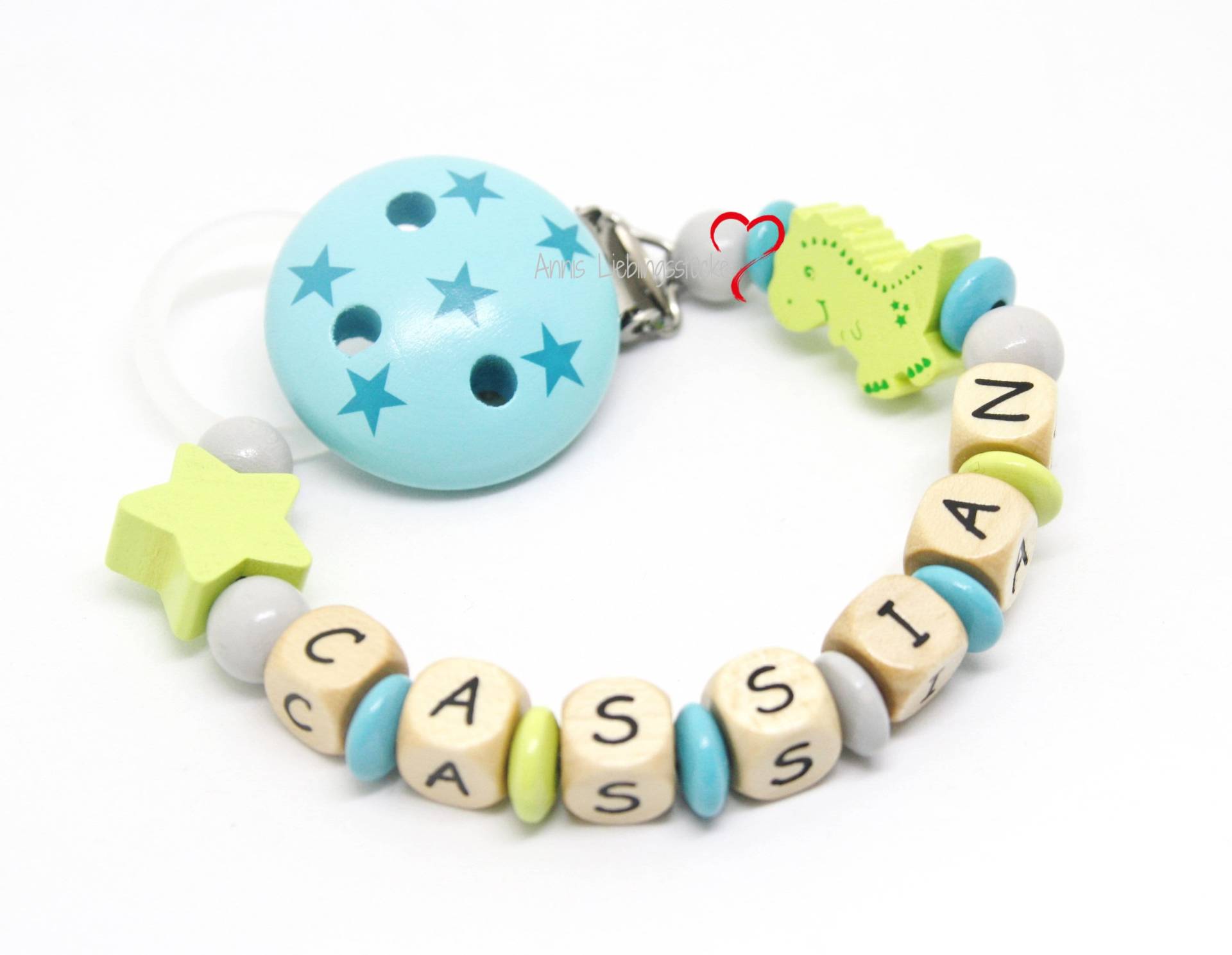 Schnullerkette Mit Namen Junge Personalisiert Dino Stern Geburt Taufe Babygeschenk Babyparty von Etsy - AnniLieblingsstuecke