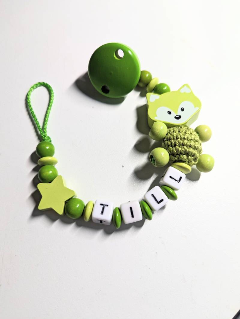 Schnullerkette Mit Namen Junge Personalisiert Fuchs Stern Grün Geburt Taufe Babygeschenk Babyparty von Etsy - AnniLieblingsstuecke