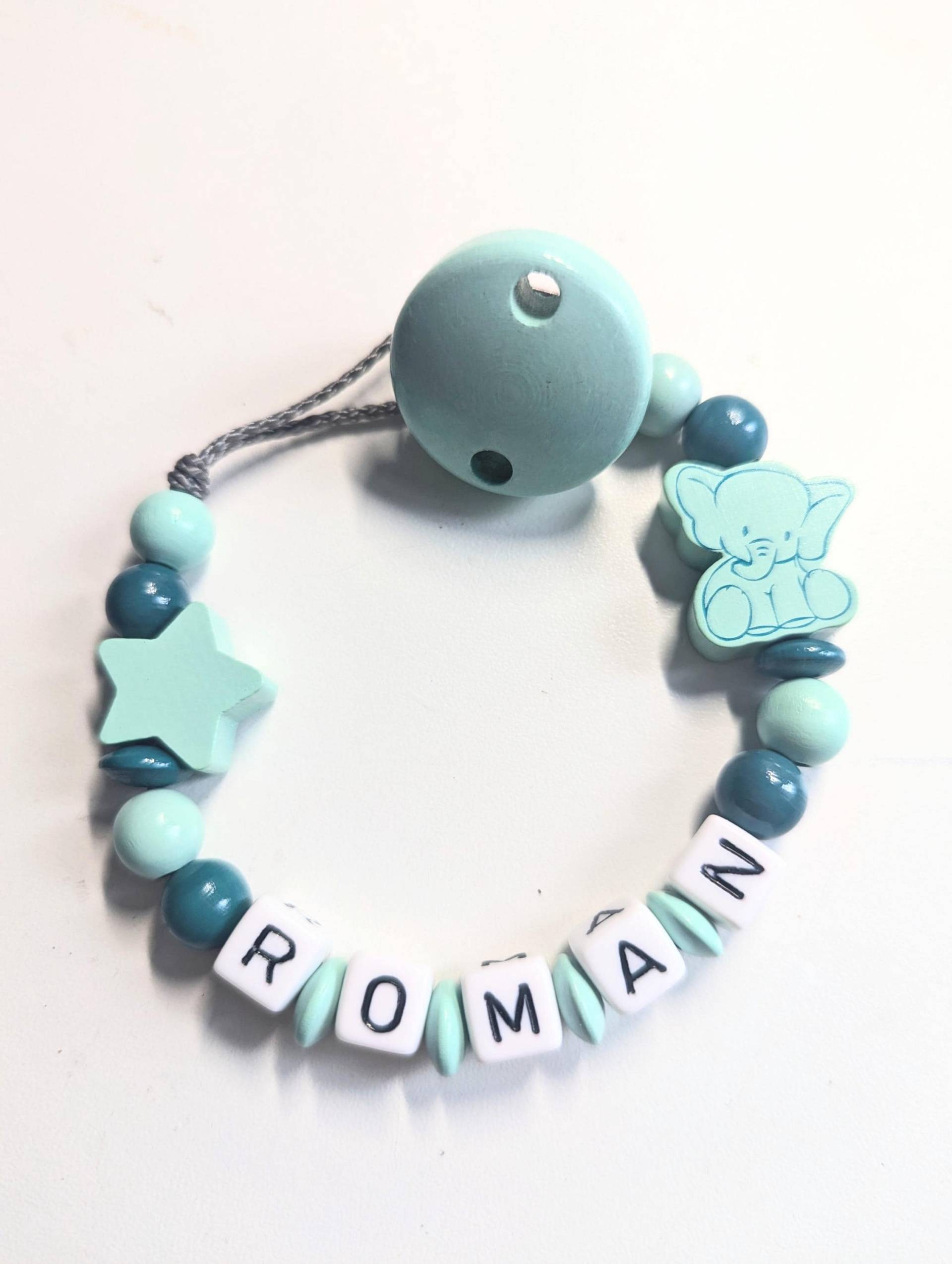 Schnullerkette Mit Namen Junge Personalisiert Stern Elefant Mint Geburt Taufe Babygeschenk Babyparty von Etsy - AnniLieblingsstuecke