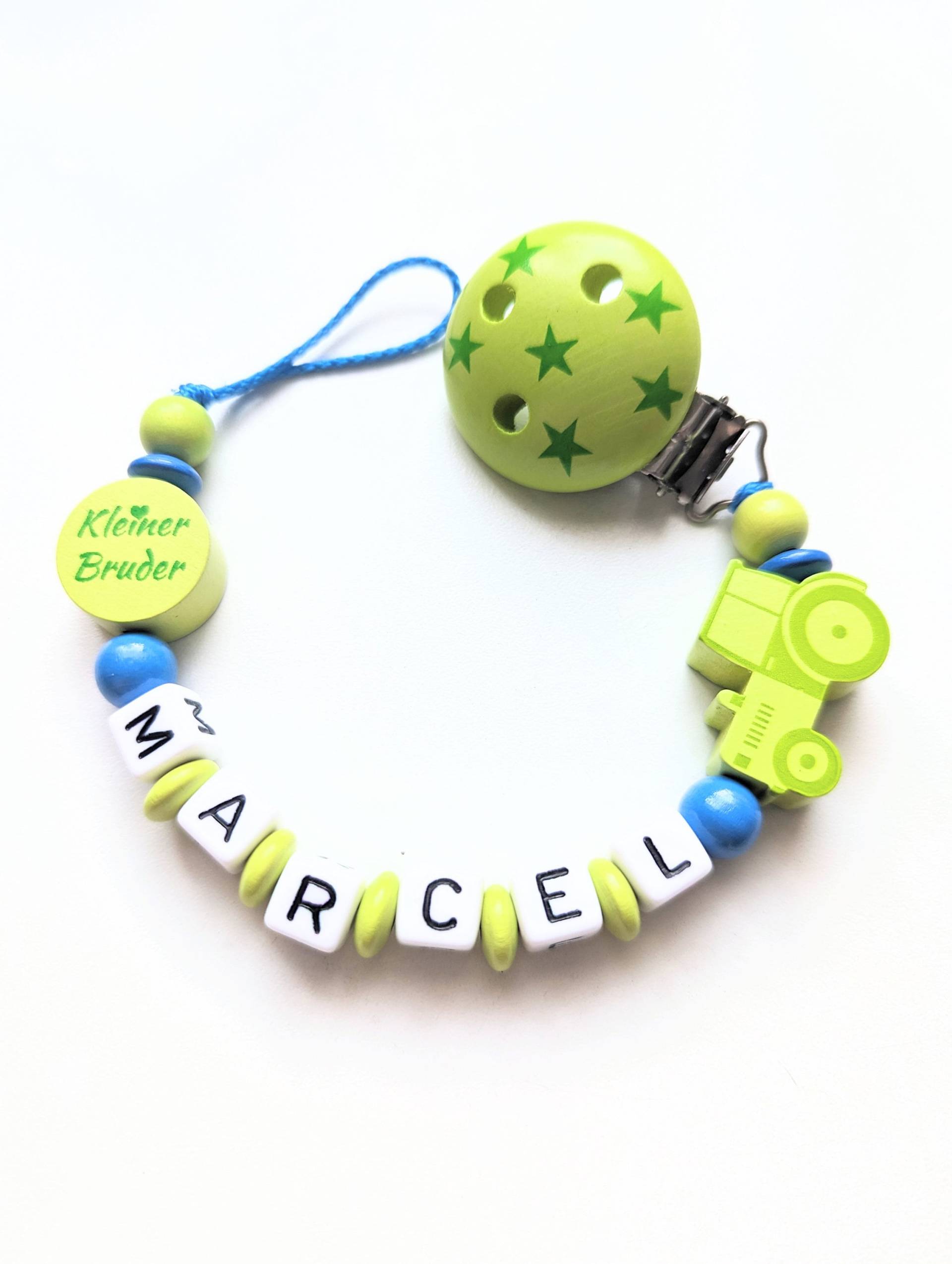 Schnullerkette Mit Namen Junge Personalisiert Traktor Kleiner Bruder Geburt Taufe Babygeschenk Babyparty von Etsy - AnniLieblingsstuecke