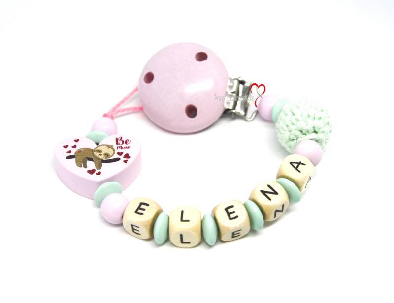 Schnullerkette Mit Namen Mädchen Personalisiert Häkelperle Mint Geburt Taufe Babygeschenk Babyparty von Etsy - AnniLieblingsstuecke