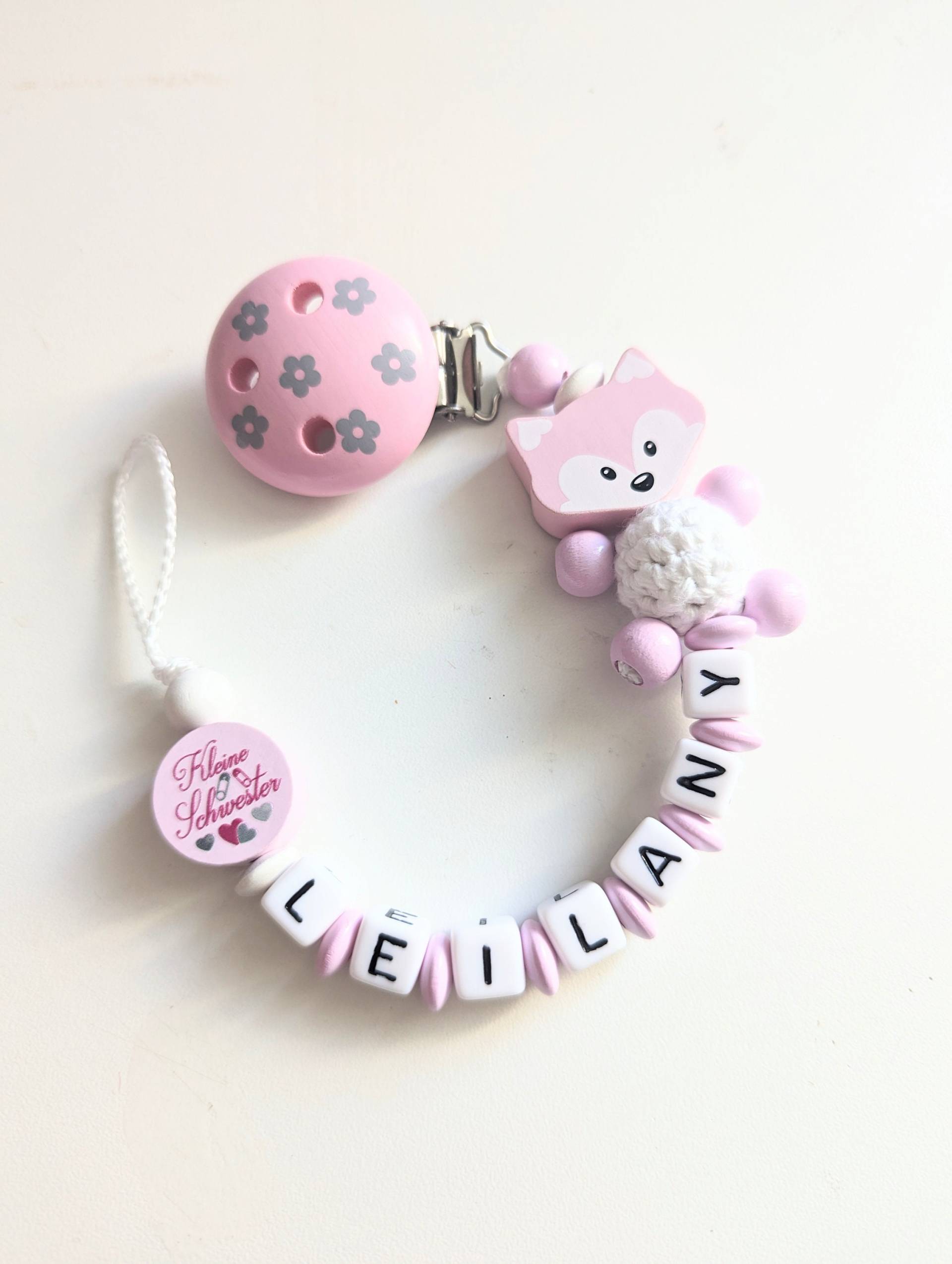 Schnullerkette Mit Namen Mädchen Personalisiert Kleine Schwester Geburt Taufe Babygeschenk Babyparty von Etsy - AnniLieblingsstuecke