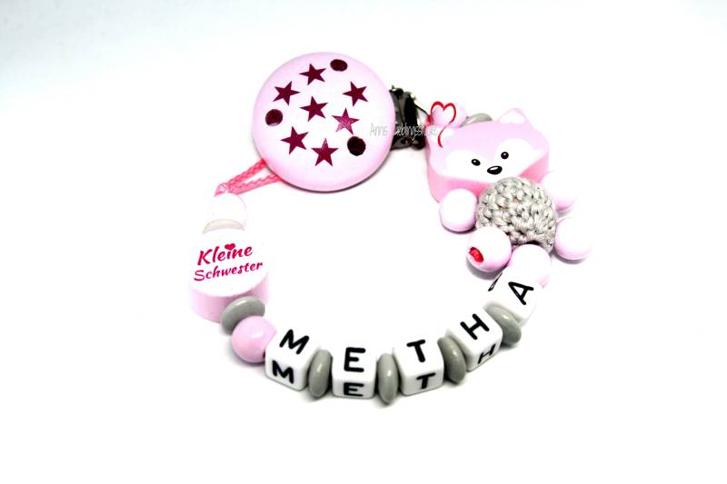 Schnullerkette Mit Namen Mädchen Personalisiert Kleine Schwester Rosa Geburt Taufe Babygeschenk Babyparty von Etsy - AnniLieblingsstuecke