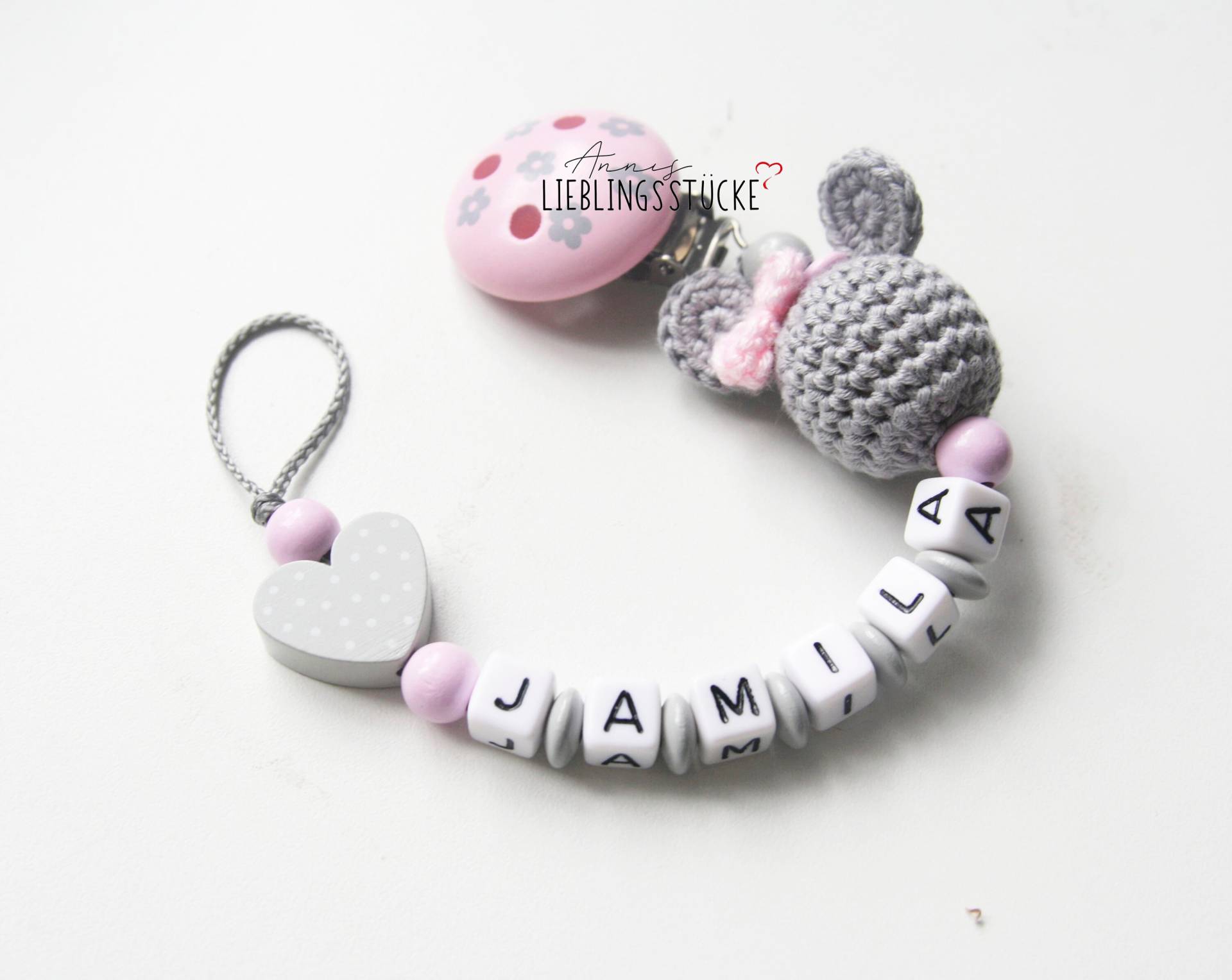 Schnullerkette Mit Namen Mädchen Personalisiert Maus Geburt Taufe Babygeschenk Babyparty von Etsy - AnniLieblingsstuecke