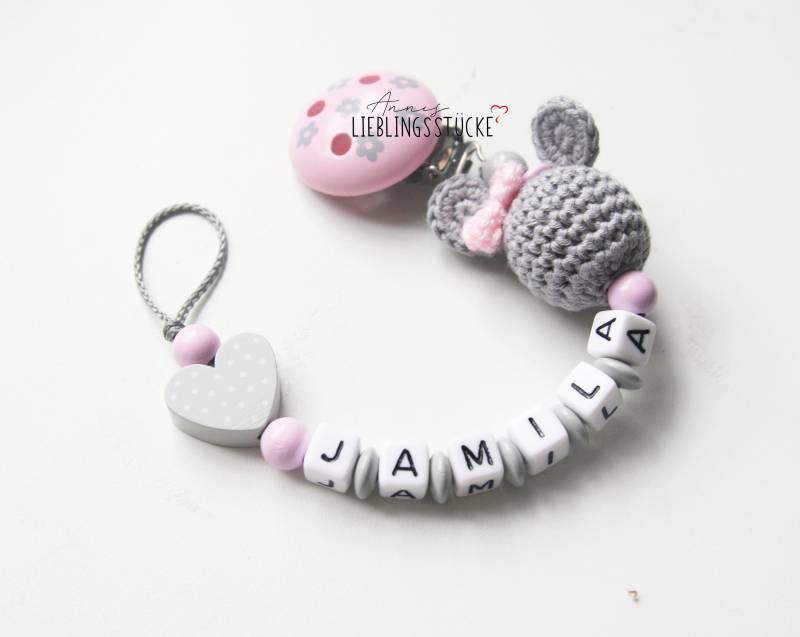 Schnullerkette Mit Namen Mädchen Personalisiert Maus Geburt Taufe Babygeschenk Babyparty von Etsy - AnniLieblingsstuecke