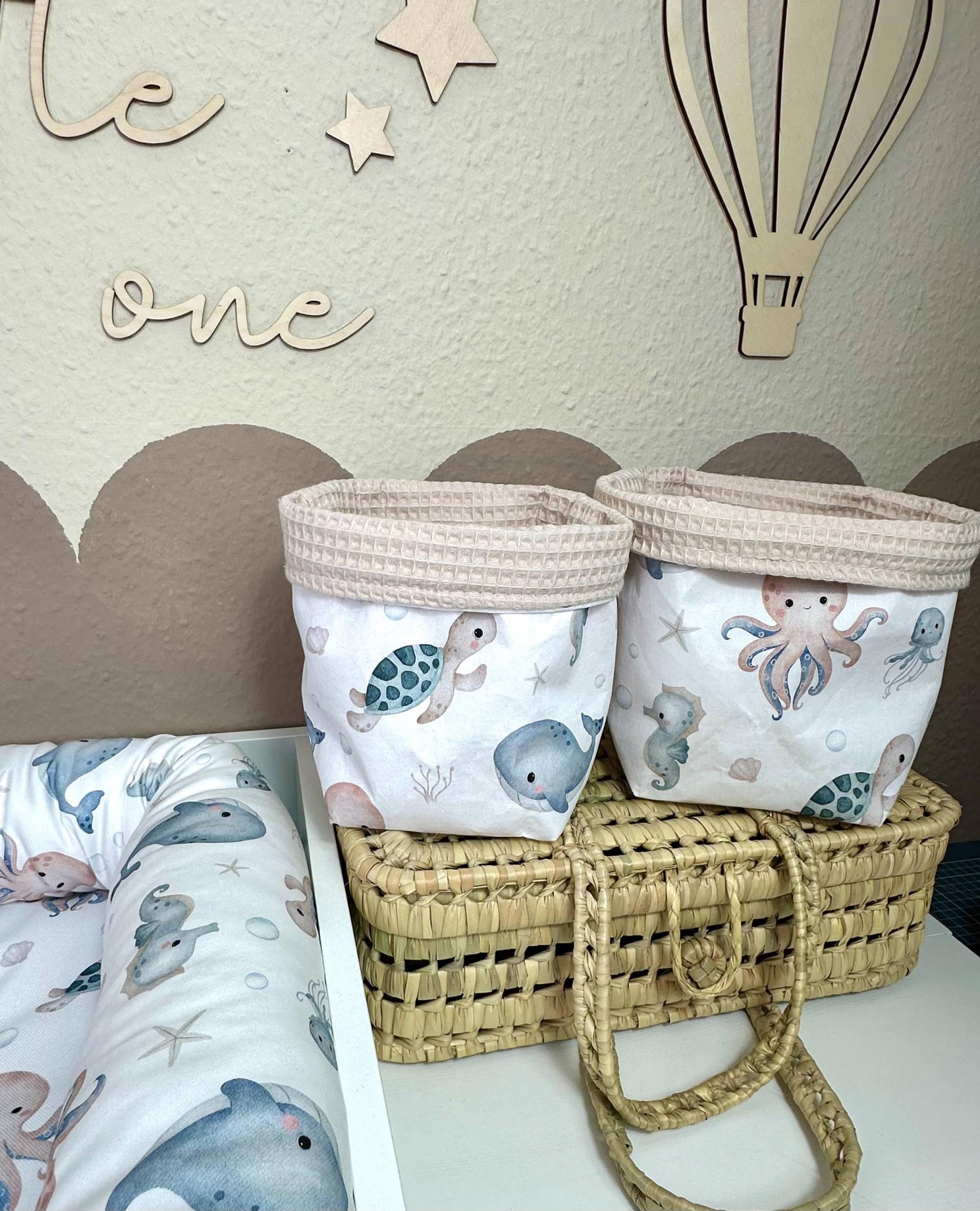 Utensilo, Körbchen Sea Creatures, Waffelpique Hell Beige Utensilo, Körbchen Sea Creatures, Waffelpique Hell Beige von Etsy - Antalin