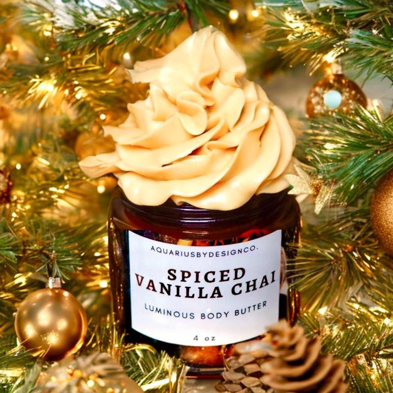 Gewürzte Vanille Chai Leuchtende Körperbutter Sheabutter Weihnachtsgeschenke Schlagseife & Rasiercreme Hautpflege Bad Dusche Körperwäsche von Etsy - AquariusbyDesignCo