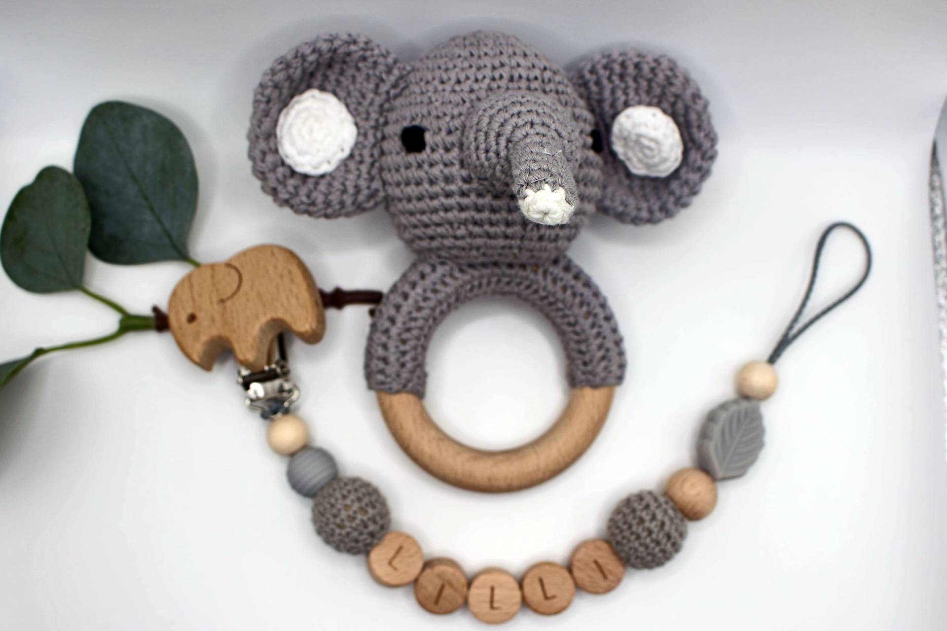 Schnullerkette Und Rassel Elefant, Personalisierbar, Geschenkset Elefant Schnullerkette Und Rassel Elefant, Personalisierbar, Geschenkset Elefant von Etsy - ArtPearlBaby