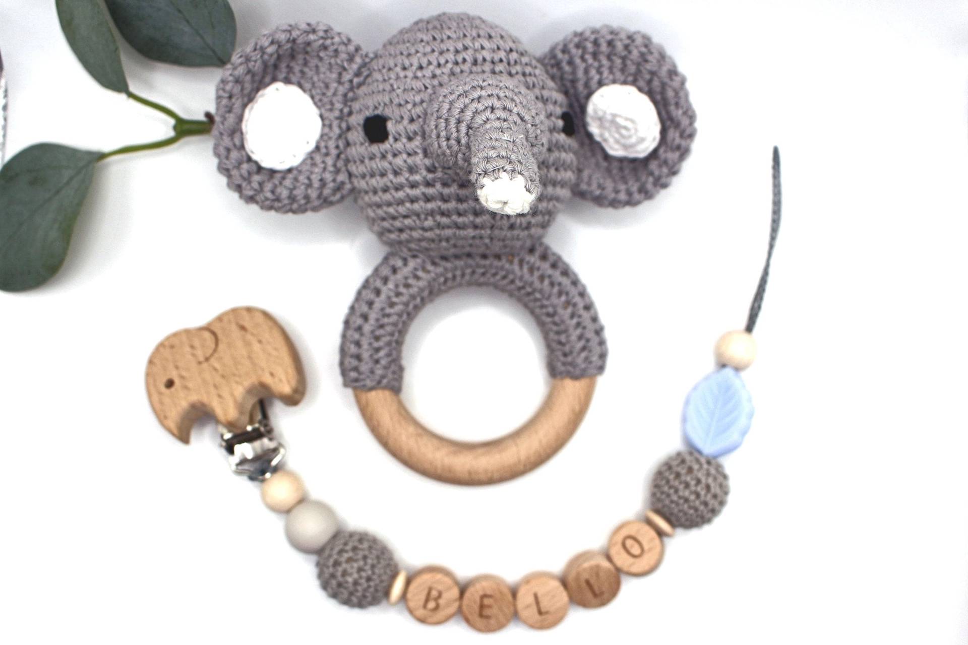 Schnullerkette Und Rassel Elefant, Personalisierbar, Geschenkset Elefant Schnullerkette Und Rassel Elefant, Personalisierbar, Geschenkset Elefant von Etsy - ArtPearlBaby