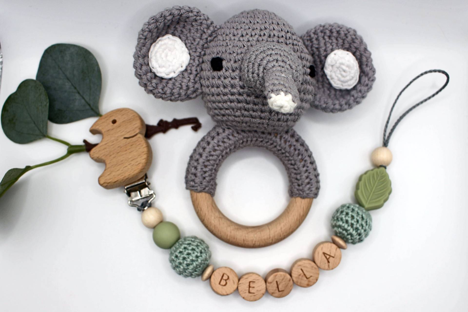 Schnullerkette Und Rassel Elefant, Personalisierbar, Geschenkset Elefant Schnullerkette Und Rassel Elefant, Personalisierbar, Geschenkset Elefant von Etsy - ArtPearlBaby