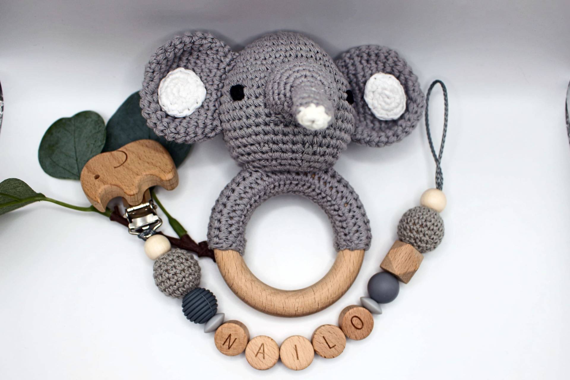 Schnullerkette Und Rassel Elefant, Personalisierbar, Geschenkset Elefant Schnullerkette Und Rassel Elefant, Personalisierbar, Geschenkset Elefant von Etsy - ArtPearlBaby