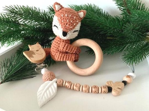 Schnullerkette Und Rassel Im Set Fuchs, Personalisierbar, Geschenkset Fuchs Schnullerkette Und Rassel Im Set Fuchs, Personalisierbar, Geschenkset Fuchs von Etsy - ArtPearlBaby