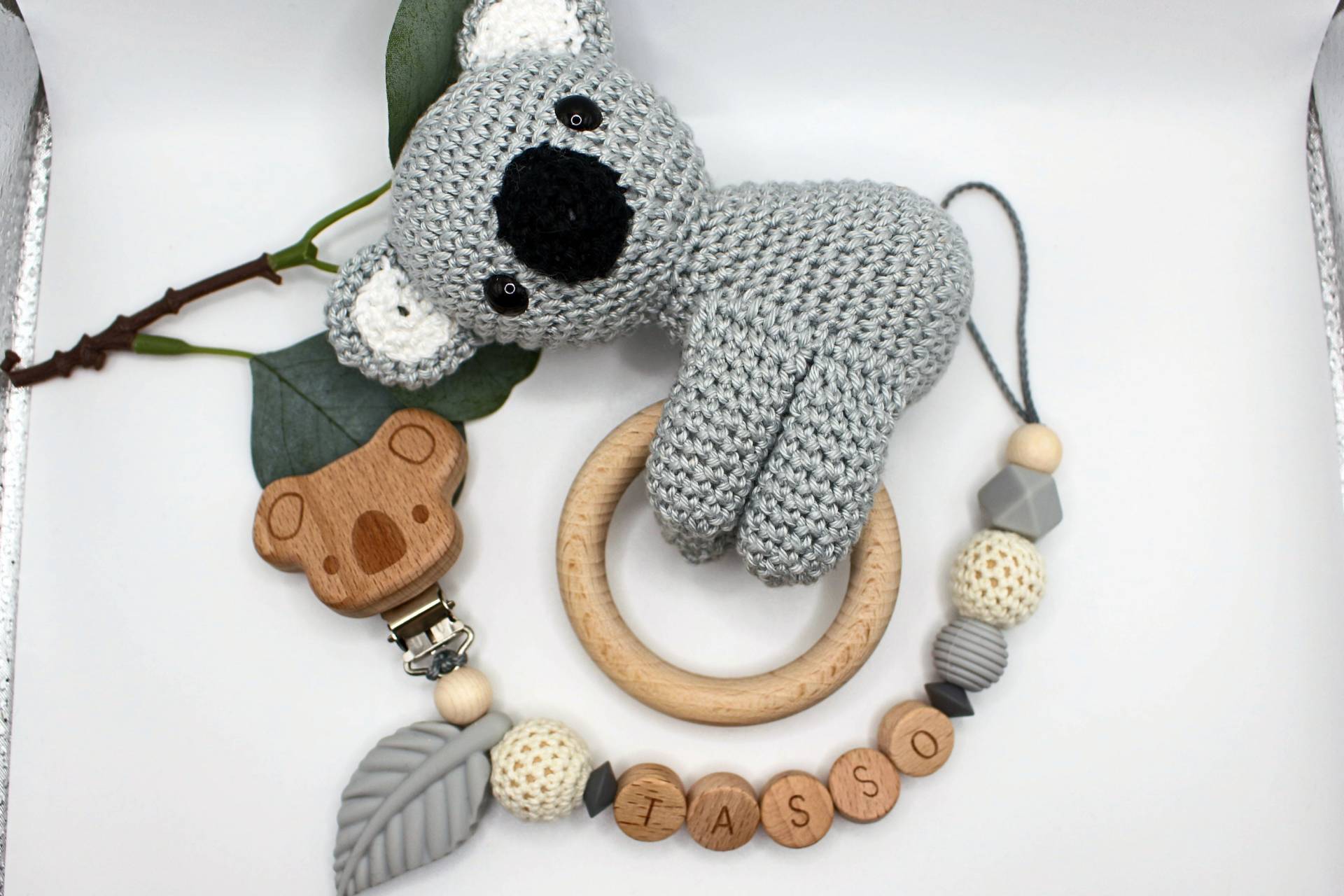 Schnullerkette Und Rassel Im Set Koala, Personalisierbar, Geschenkset Koala Schnullerkette Und Rassel Im Set Koala, Personalisierbar, Geschenkset Koala von Etsy - ArtPearlBaby