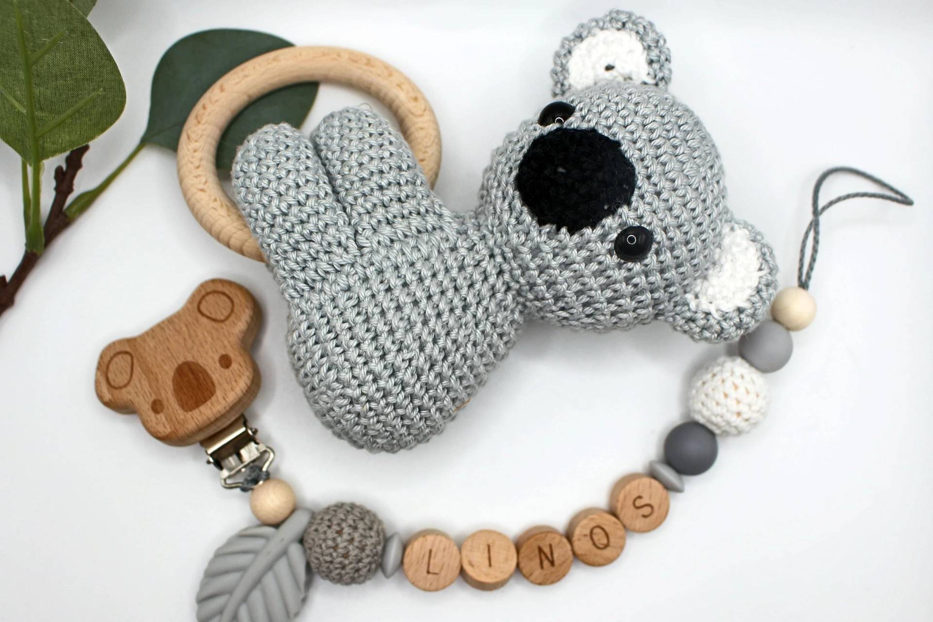 Schnullerkette Und Rassel Im Set Koala, Personalisierbar, Geschenkset Koala Schnullerkette Und Rassel Im Set Koala, Personalisierbar, Geschenkset Koala von Etsy - ArtPearlBaby