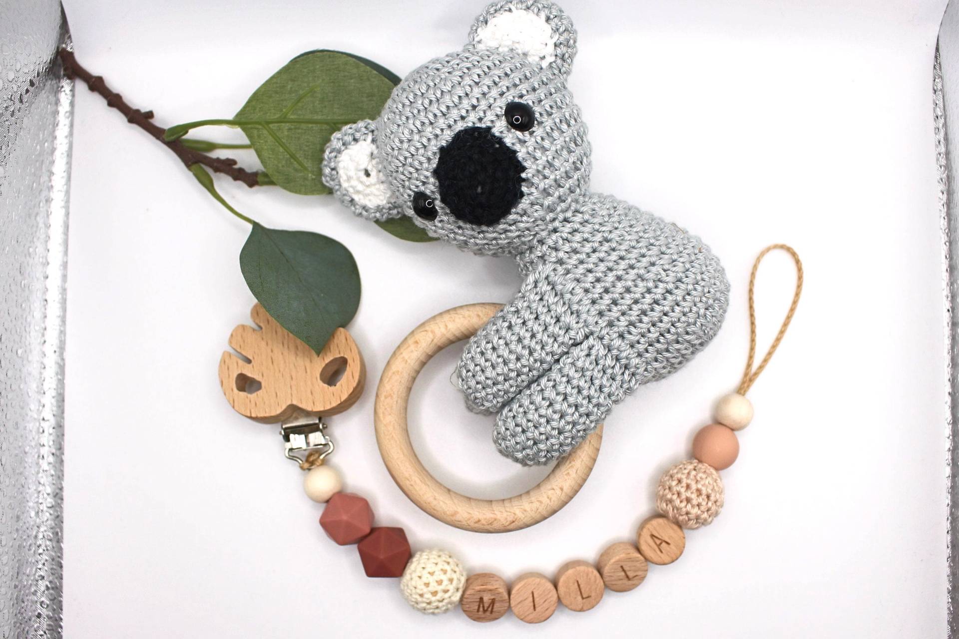 Schnullerkette Und Rassel Koala Im Set, Personalisierbar, Geschenkset Schnullerkette Und Rassel Koala Im Set, Personalisierbar, Geschenkset von Etsy - ArtPearlBaby