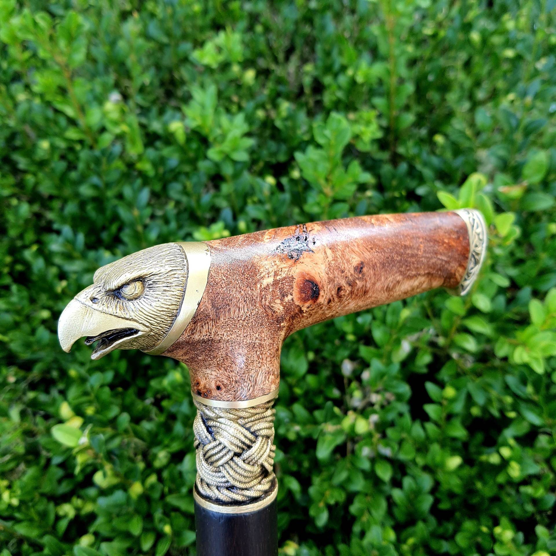 Hawk Walking Cane Gehstock Handarbeit Holz Hybrid Acryl Burl Handle E63 von Etsy - Artcrafft