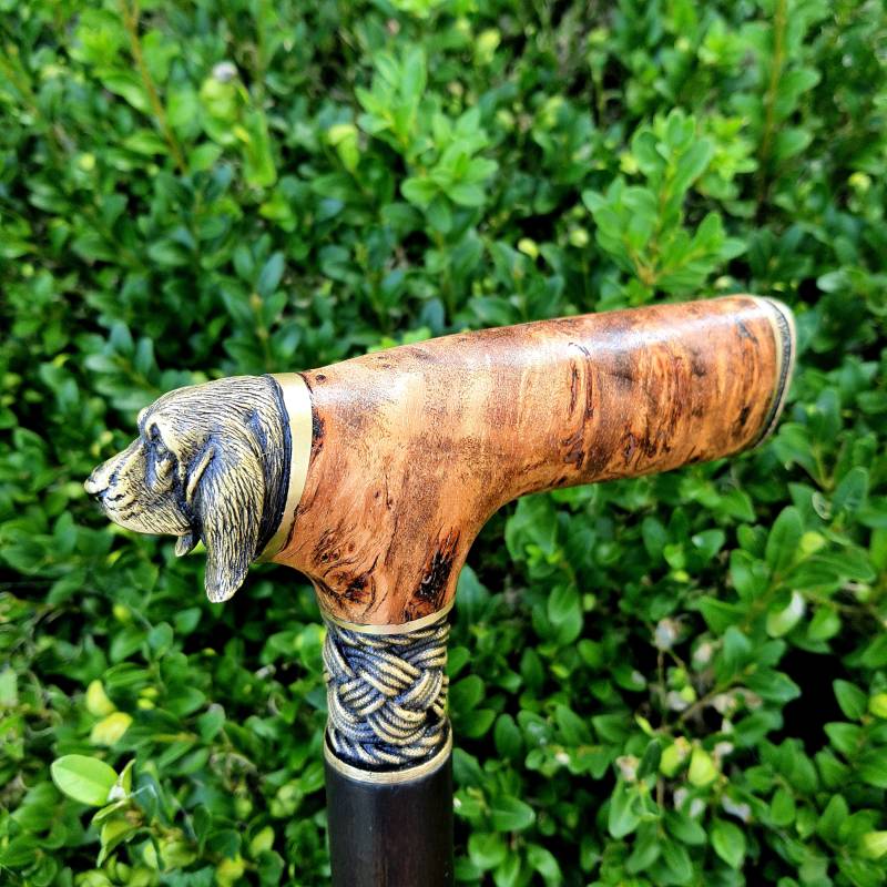 Hund Walking Cane Stock Handarbeit Holz Hybrid Acryl Burl Handle E56 von Etsy - Artcrafft