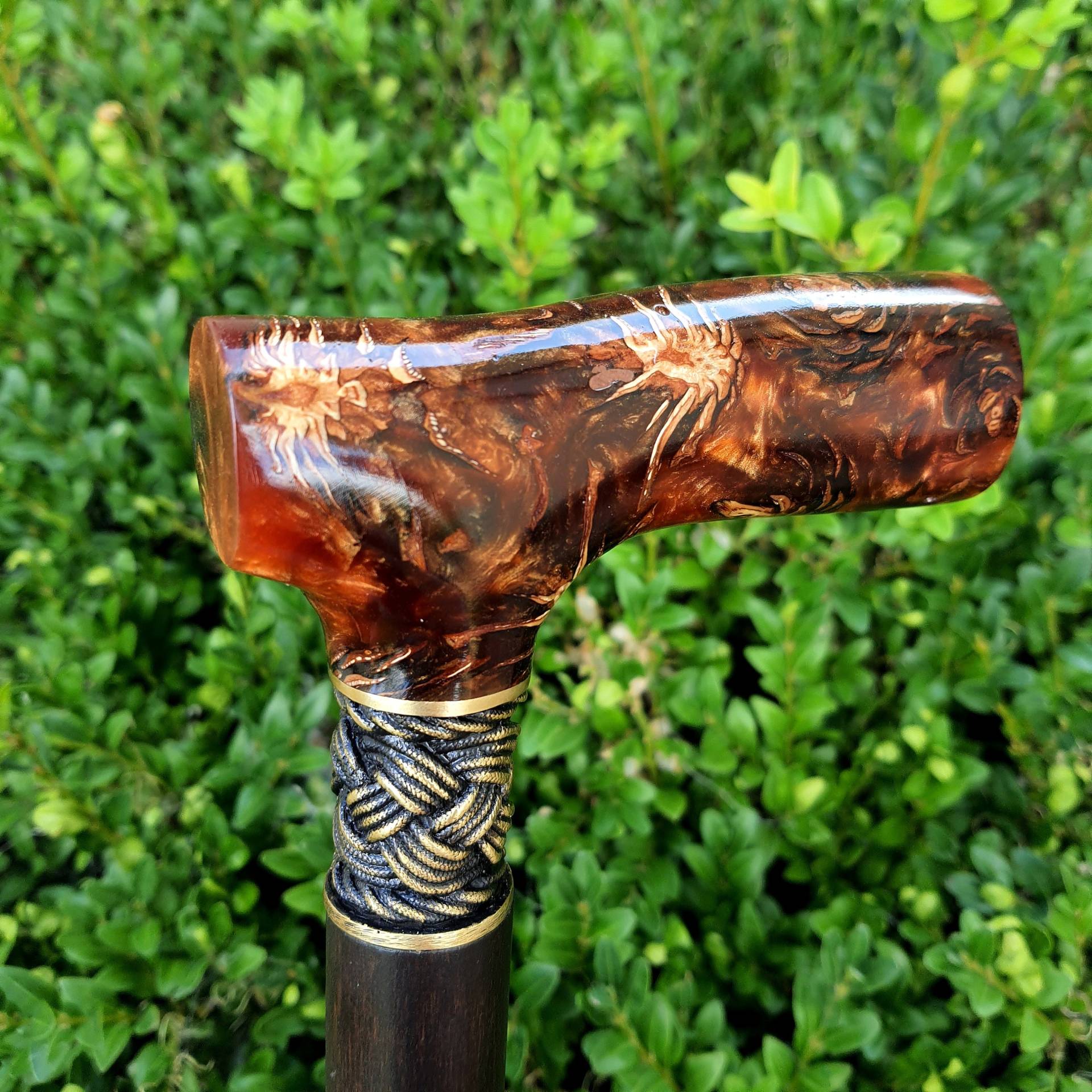 Walking Cane Stick Handarbeit Holz Hybrid Acryl Burl Handle E9 von Etsy - Artcrafft