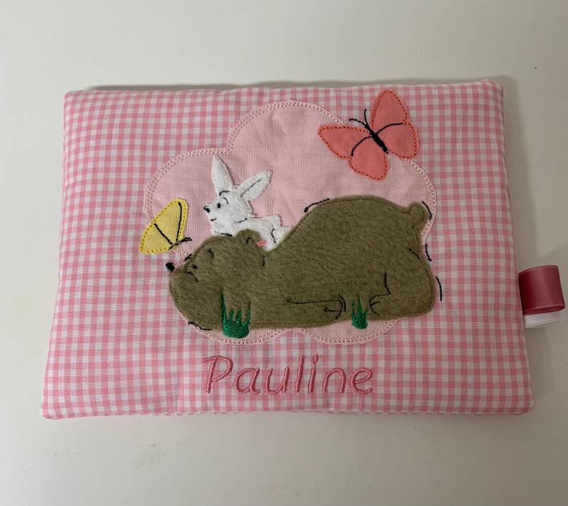 Körnerkissen Mit Bär Und Hase Rosa Kariert Personalisiertes Geschenkgeschenk Zur Geburtgeschenk Taufe Wärmekissen von Etsy - AureaArtisShop