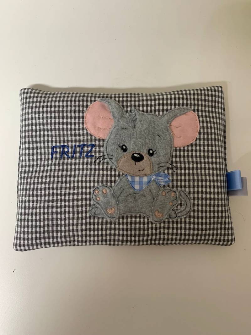 Körnerkissen Mit Maus Grau Kariert Personalisiertes Geschenkgeschenk Zur Geburtgeschenk Taufe Wärmekissen von Etsy - AureaArtisShop