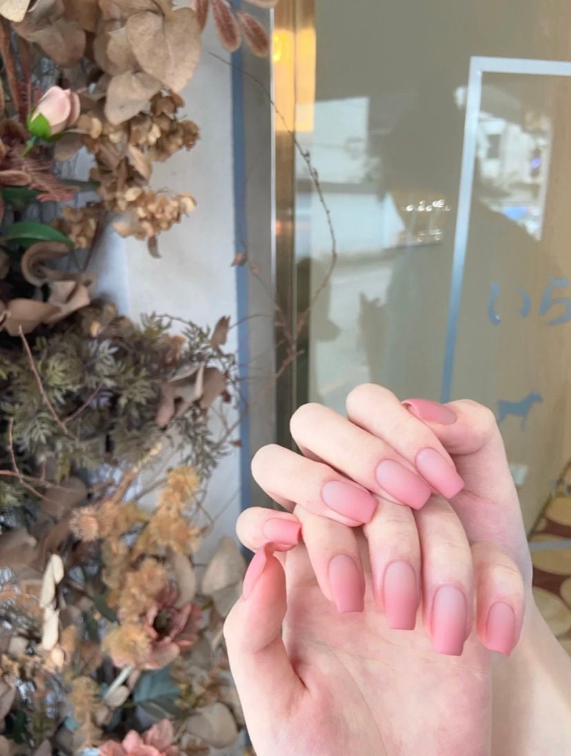 Farbverlauf Pink | Nageldruck Nägel Falsche Fake Nails Nagel Aufkleben Kurzes Quadrat von Etsy - B12Nail