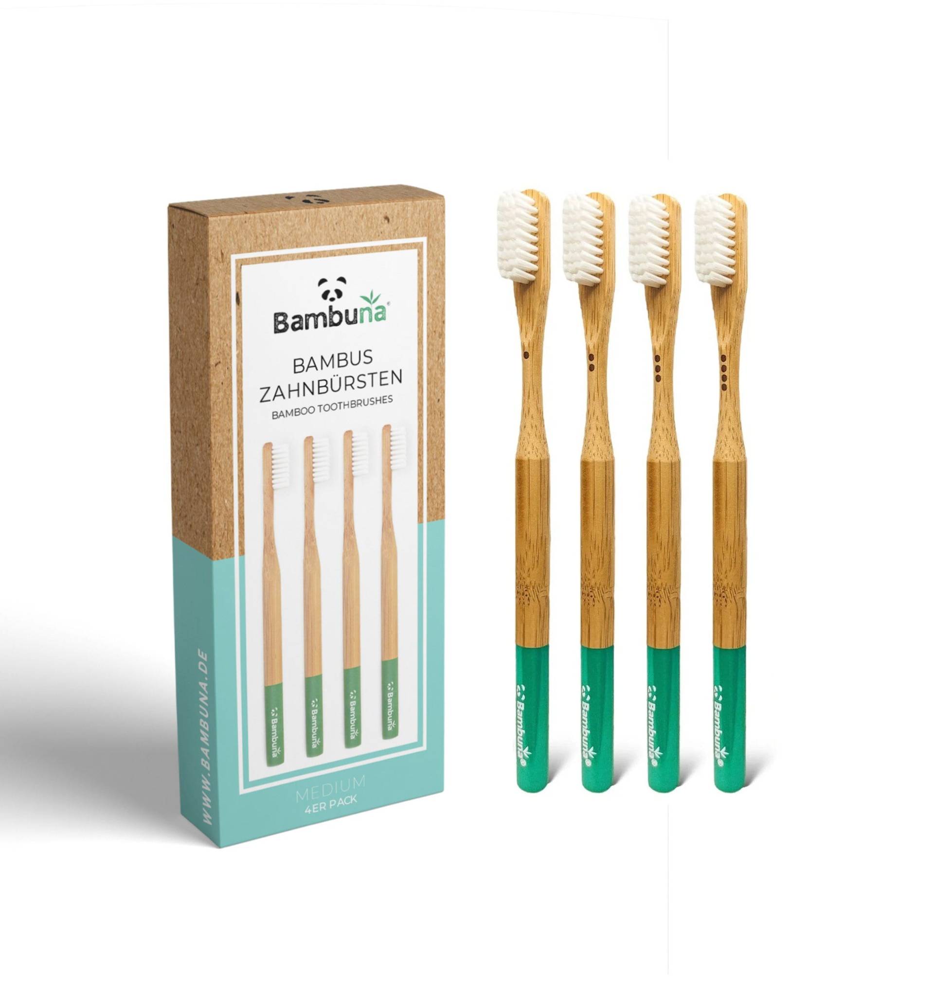 Bambuna® 4Er Set Bambus Zahnbürsten - Mittelweich, Bpa-Frei & Vegan | Zero Waste, Nachhaltige Zahnpflege von Etsy - BAMBUNAde