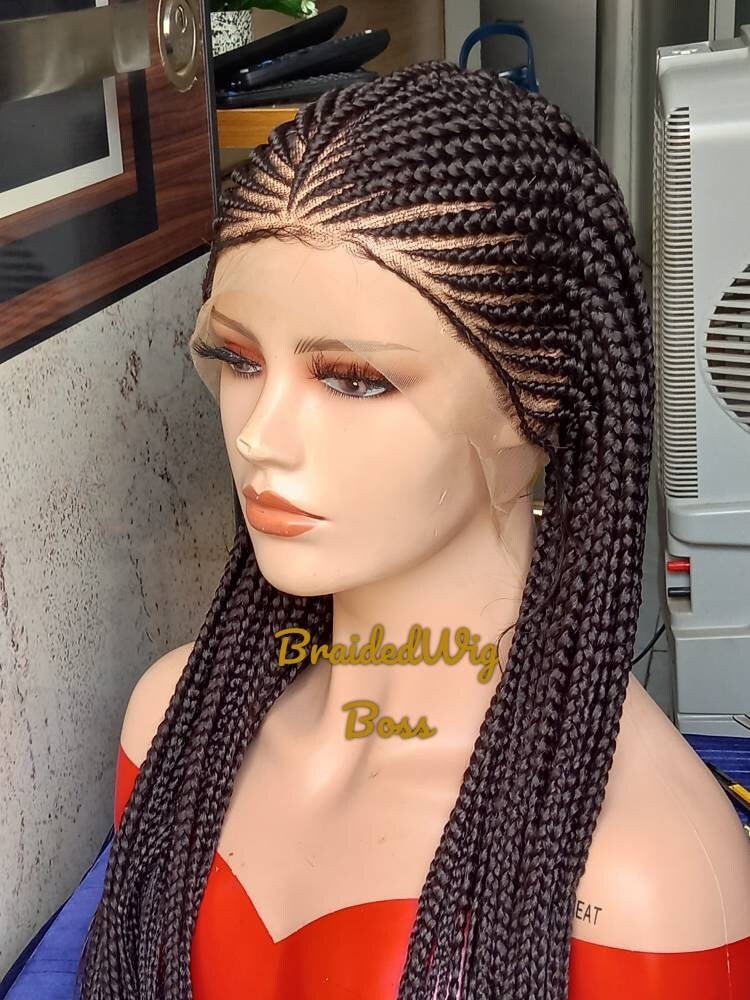 Cornrow Spitze Vorne Perücke Perücken Zöpfe Geflochtene Für Schwarze Frauen Echthaar Cornrow von Etsy - BRAIDEDWIGBOUTIQUE1