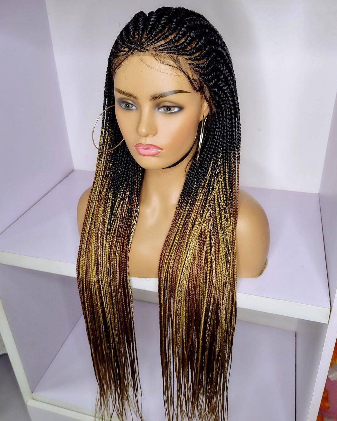 Cornrow Wig, Geflochtene Spitze Vorne Perücke, Volle Cornrow Box Zöpfe, Perücken Für Schwarze Frauen von Etsy - BRAIDEDWIGBOUTIQUE1